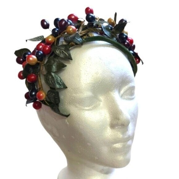 Vintage 1950s Hatnip by Ruth Kamke Berry & Leaf Headband | Handcrafted Millinery - Picture 1 of 16